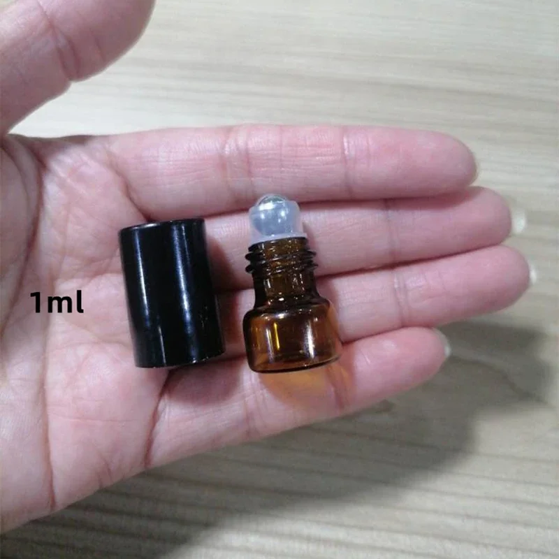 Essential Oil Bottle 1-10ml Small Tea Bead Glass Perfume Separate Amber Roller Empty Refillable Liquid Container Makeup Tools