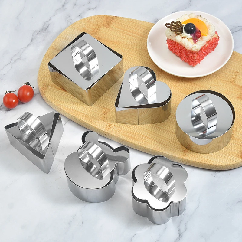 Round Stainless Steel Cake Mousse Ring With Lid Cake Decoration Tool Pastry Cake Mousse Mold Rice Ball Sushi Maker Kitchen Tool