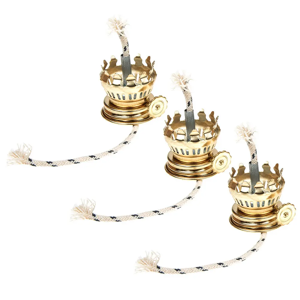 3 Sets Lamp Wick Holder Oil Lamp Parts Vintage Burner Replacement Metal Alloy Functional Lantern