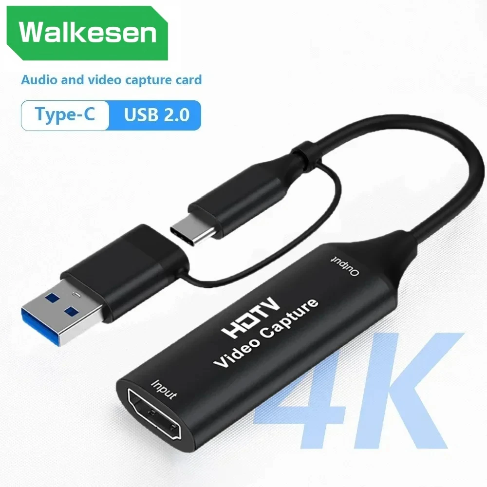 USB 3.0 2 IN 1 Video Capture Card 4K to USB 2.0 Type C  1080P Game Grabber Record For Live Streaming Xbox PS5/4 Live Broadcast