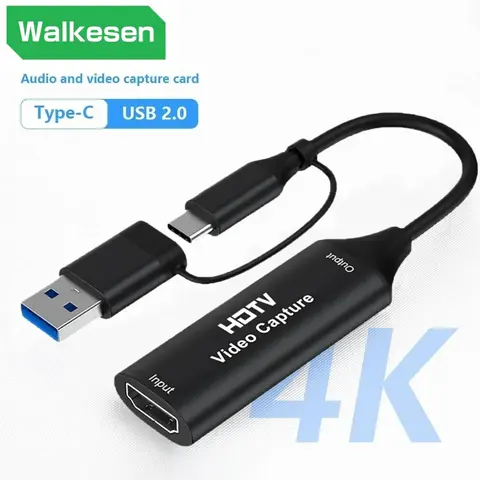USB 3.0 2 IN 1 Video Capture Card 4K to USB 2.0 Type C  1080P Game Grabber Record For Live Streaming Xbox PS5/4 Live Broadcast