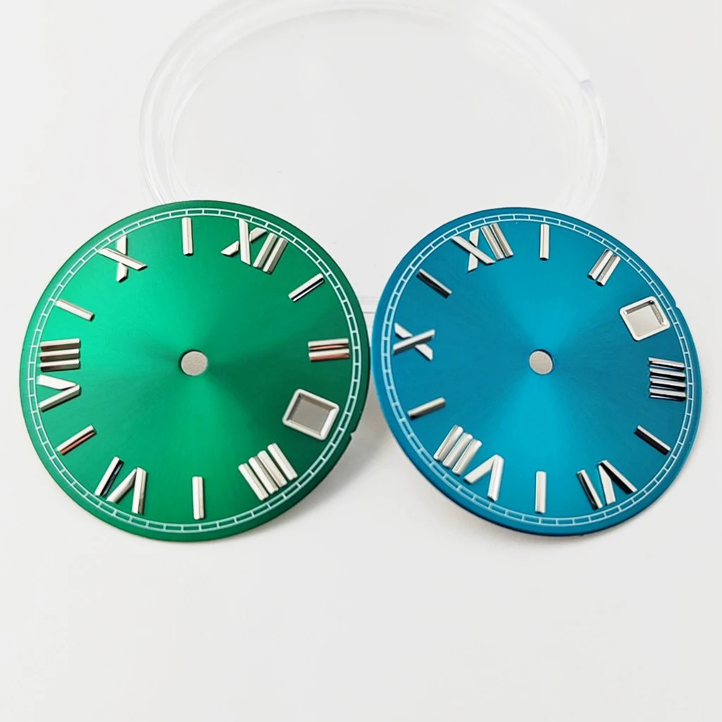 28.5 مللي متر أسود أزرق ساعة الهاتفي مع تاريخ نافذة ل NH35 NH36 الساعات حركة أوتوماتيكية أجزاء