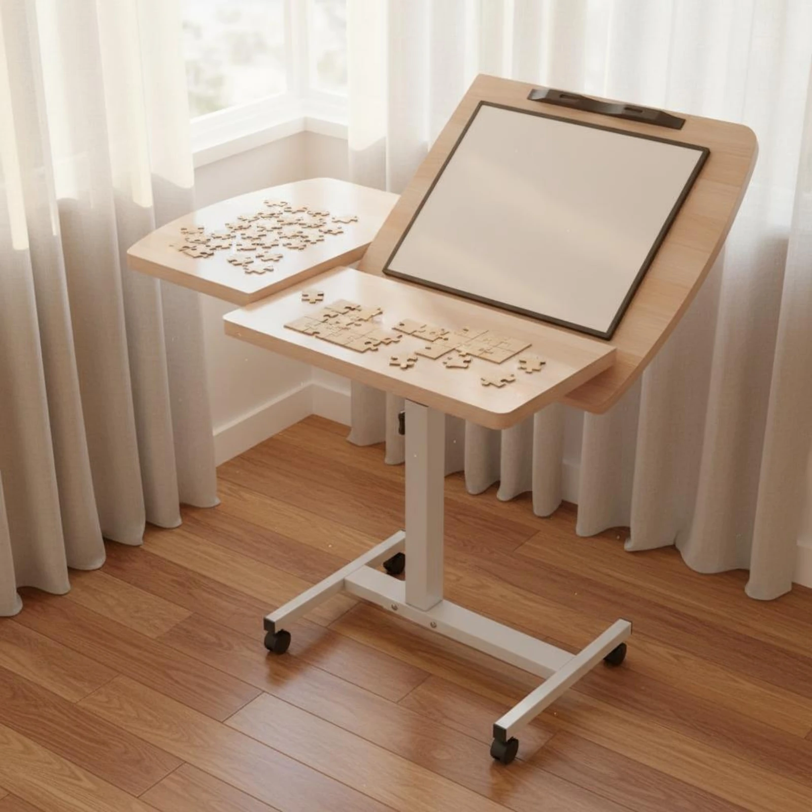 Bedside Rolling Desk Foldable Mobile Laptop Desk Mobile Bedside Table Movable Folding Laptop Table Multifunction