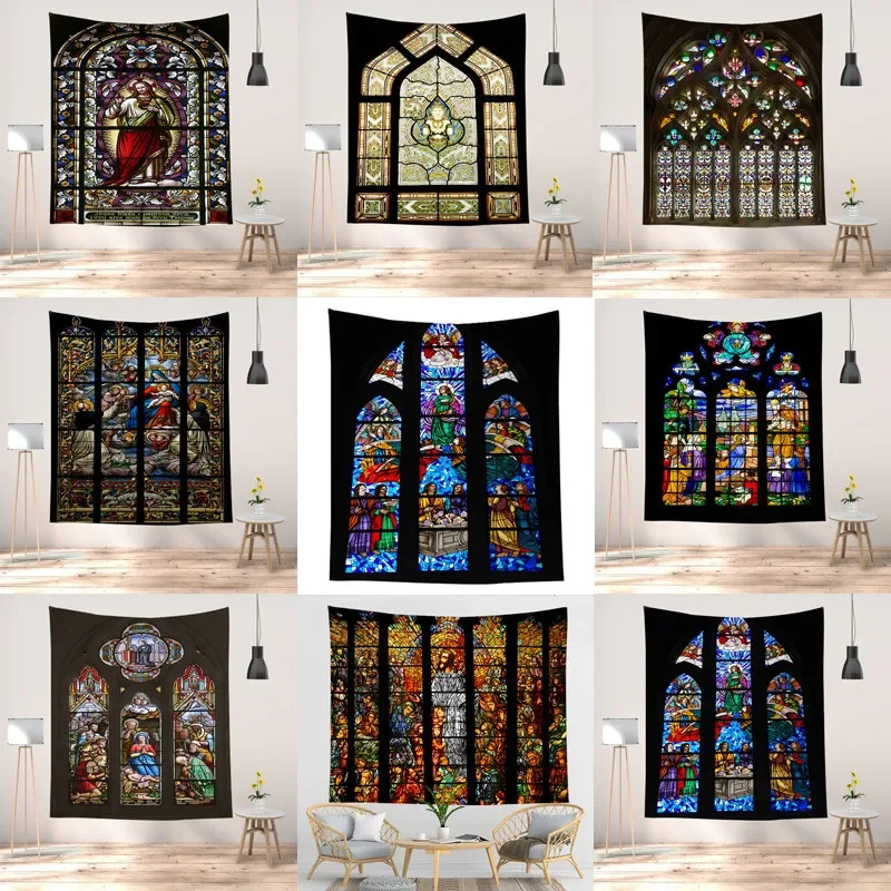 Bedroom Celestial Psychedelic Tapestry Colorful Window  Wall Hanging Witchcraft Decor