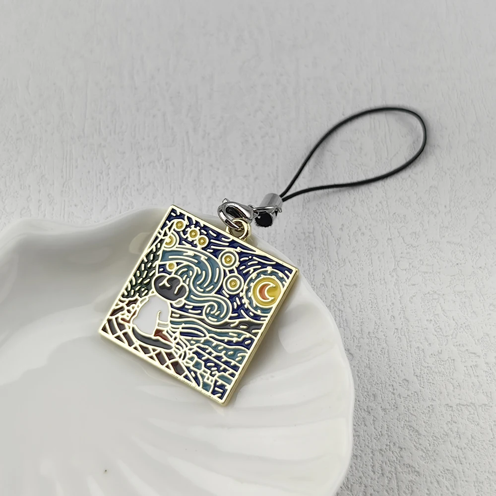 Enamel Abstract Oil Painting Keychain for Jewelry Making Earring Pendant Necklace Accessories Diy Zinc Alloy Gold Plated Gift