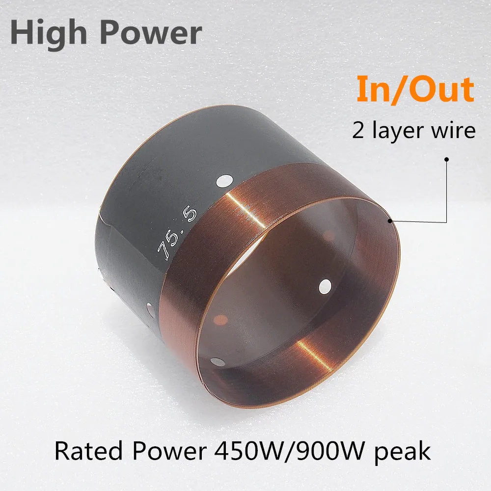 75.5 DJ Speaker Woofer Voice Coil 3 Inch Glass Fiber Home Theater Bass Repair Parts High Power With Copper Wire 8 Ohms 1PC
