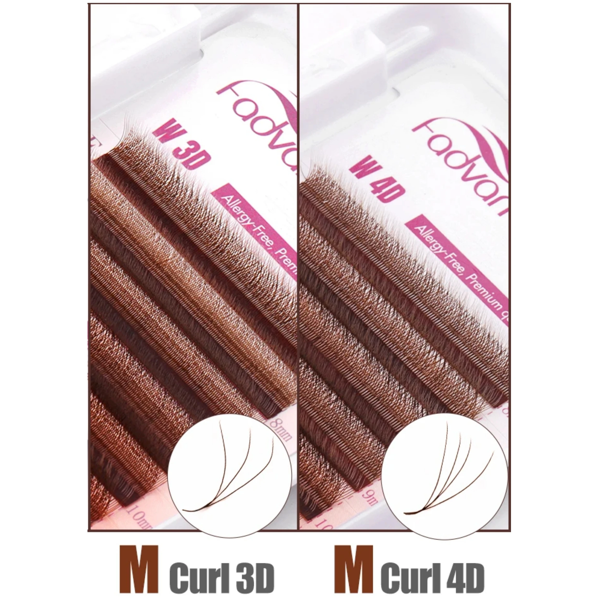 FADVAN Brown 3D/4D W Shape D Curl Fales Eyelash Natural Waterproof Lasting Brazilian Premade Fans Eyelashes Extension