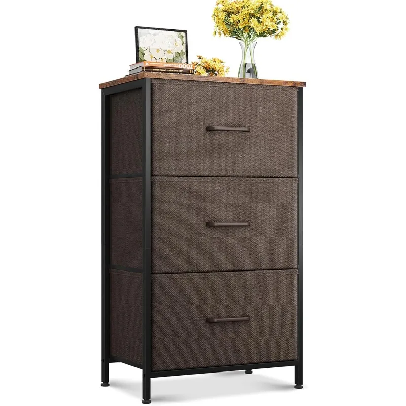 Dresser for Bedroom Nightstand Small Dresser Chest of Drawers End Table for Living Room, Closet Dresser with 3 Storage Drawers