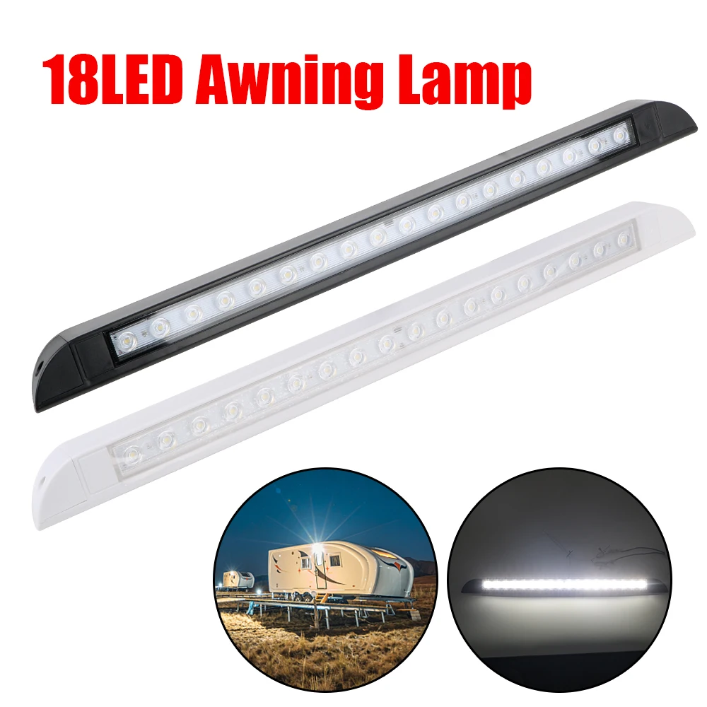 Outdoor Camping Light Equipment 6000k Trailer Exterior Lamp 12-28V for RV Caravan Interior Wall Lamps 18 LED Awning Lamp