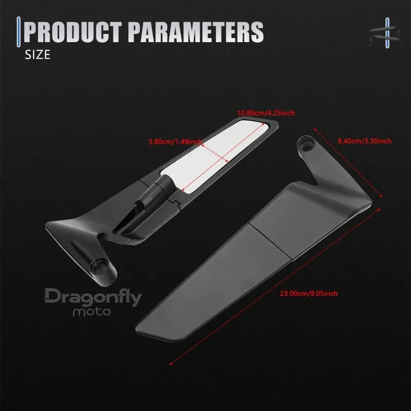 Motorcycle Side View Mirror For Yamaha MT07 MT09 FZ07 FZ09 MT03 MT10 Stealth Winglets Rearview Mirrors Kits Rotate Adjustable