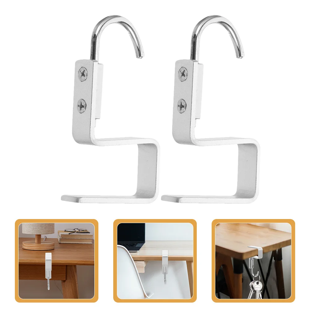 

2Pcs Desk Schoolbag Hook Aluminum Alloy Movable Backpack Holder Table Bag Hanger for Office Student Desk Hook Hanger