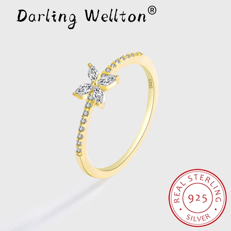 

2022 NEW Fashiion 18K Gold Butterfly Full Diamond Couple Ring For Women Geometric Sterling Silver Valentine's Day Gift Jewelry