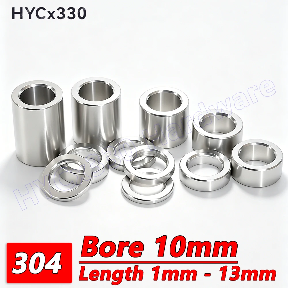 M10 Bushing Washer 304 Stainless Steel Gasket Sleeve Isolation Column Round Hollow Unthreaded Stand-off Spacer Length 1mm - 13mm