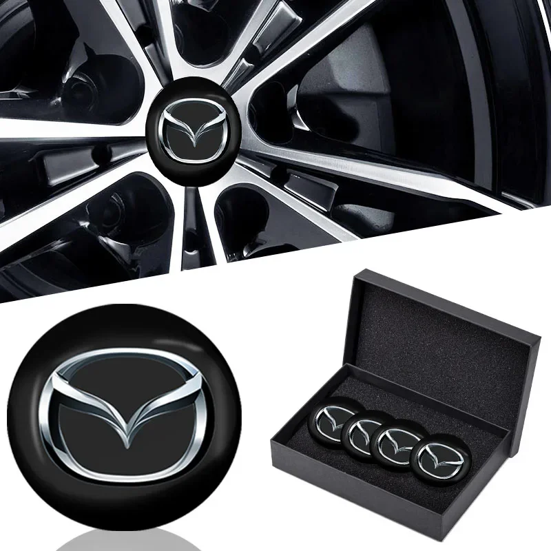 4pcs 56mm Car Logo Wheel Center Hub Cap  For Mazda 2 3 4 5 6 7 8 323 626 CX5 CX7 CX9 RX8 MX3 MX5 Atenza Goods Car Accessories