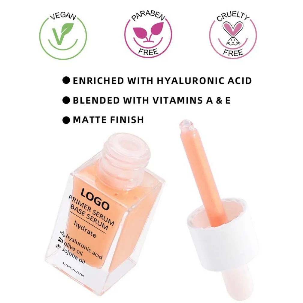 Sérum pour le visage végétalien de marque privée, primaire de perles, maquillage avec Logo personnalisé, vente en gros, fond de teint liquide scintillant, cosmétiques