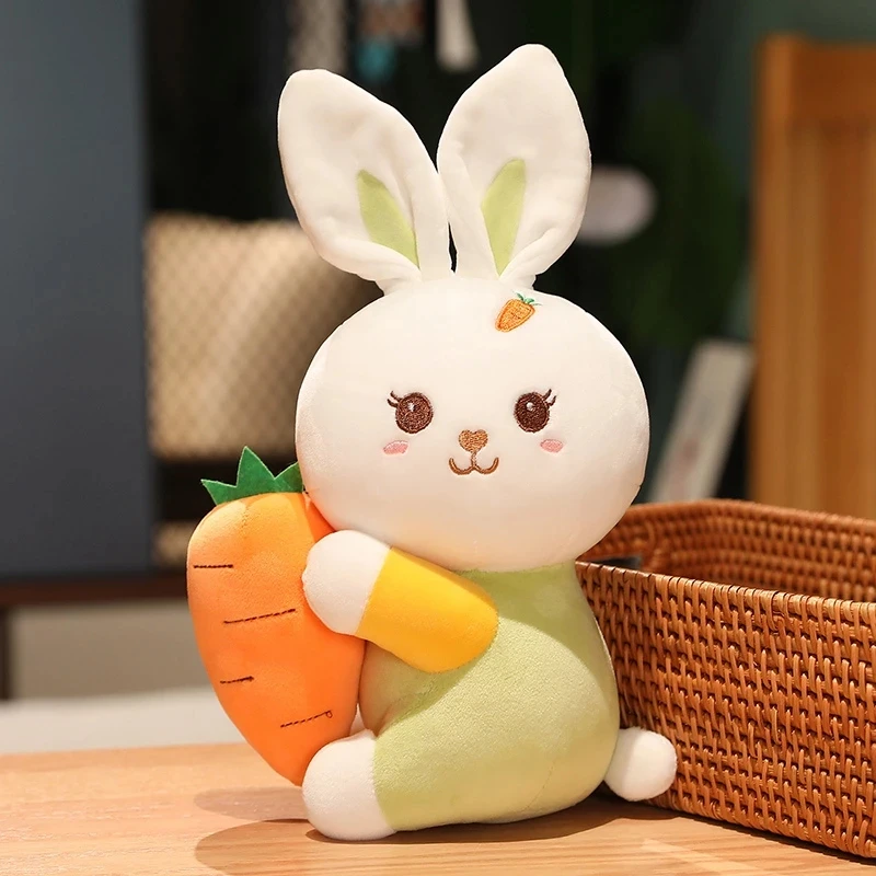 

32/50/65cm Huggbale Cartoon Cute Stuffed Bunny Dolls Eating Fruits Strawberry Carrot Avocado Toys Kids Girls Appease Present