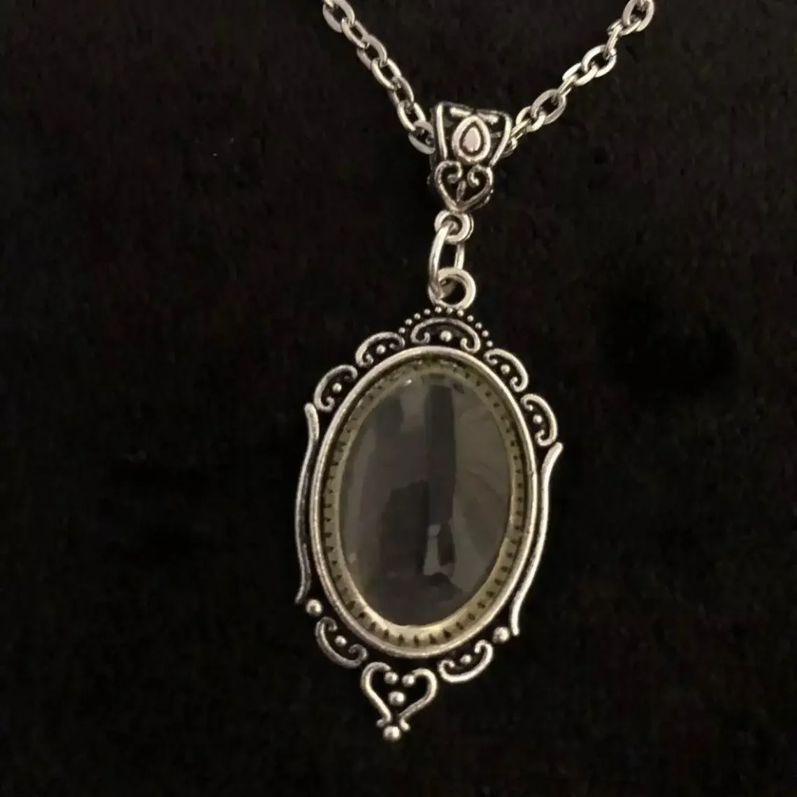 Gothic Steampunk Large Transparent Glass Necklace Pendant