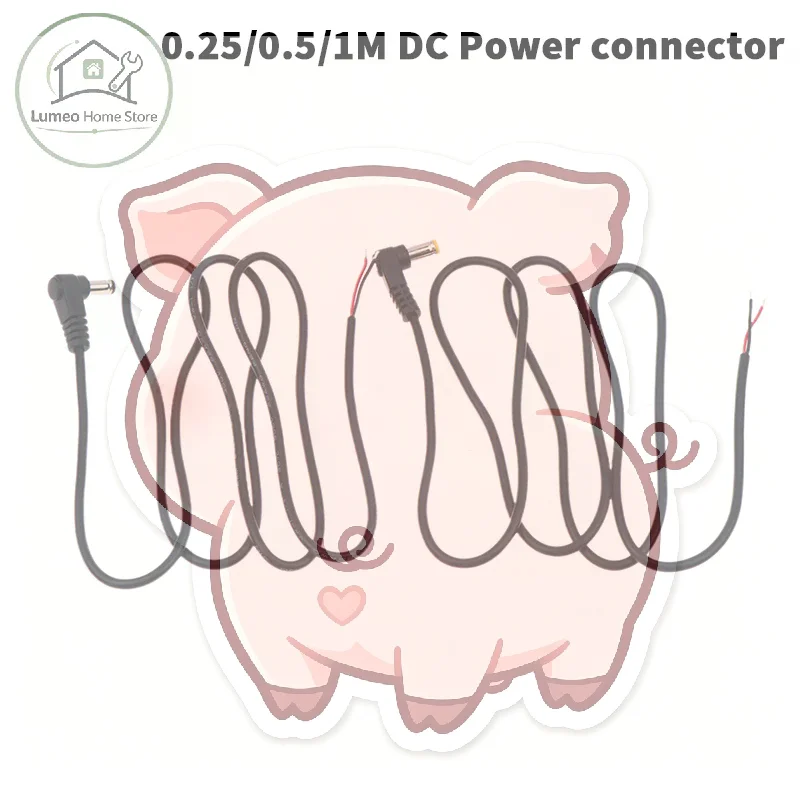 5.5x2.1mm/2.5mm Right Angle DC Power Cable Male Plug Extension Cord For LED Monitor