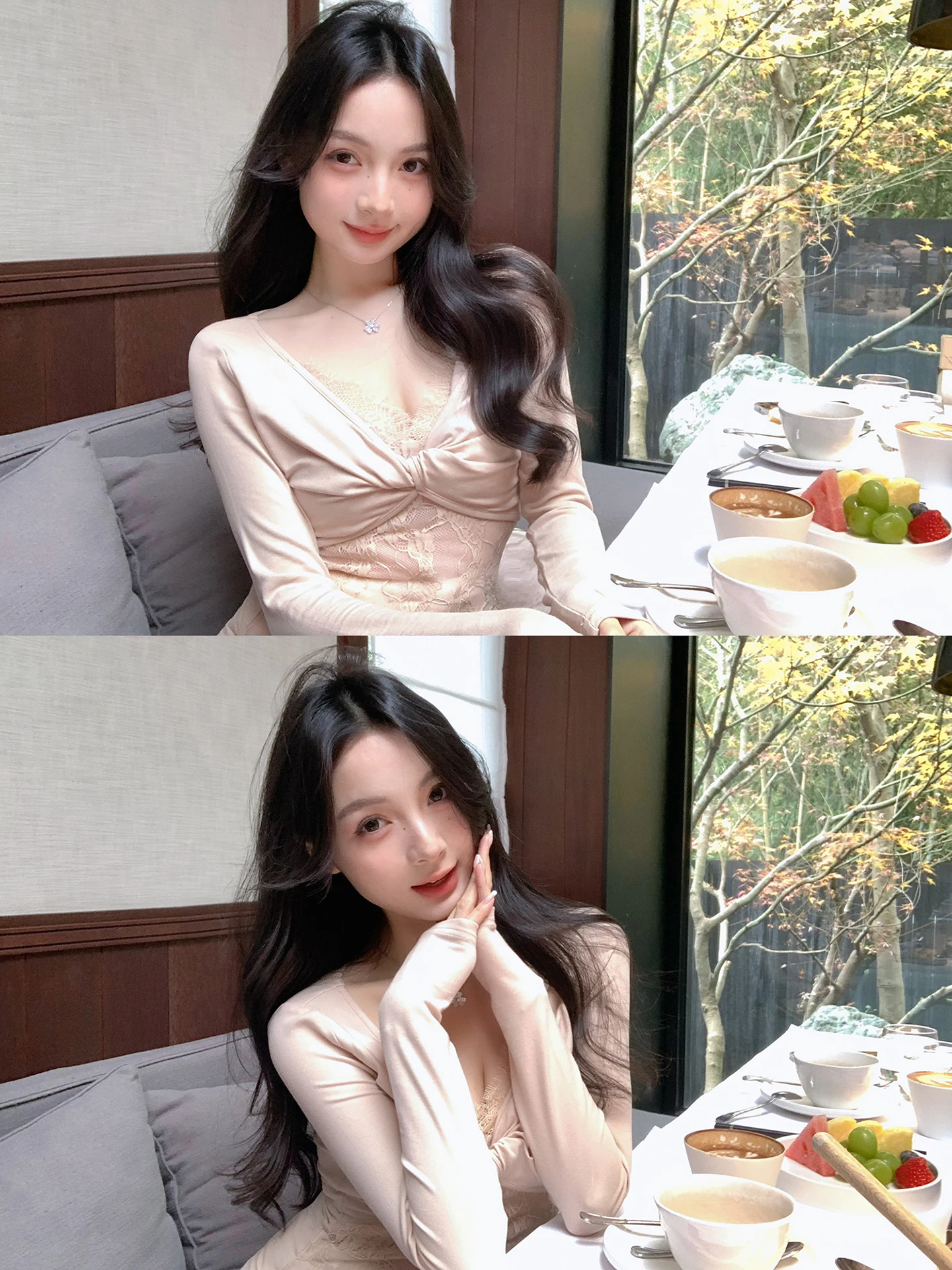 

ZhouYeye Lace Patchwork Long Sve Women's T-irt Slim Fit Base irt Lazy Pure Desire Sle Winter New Arrival