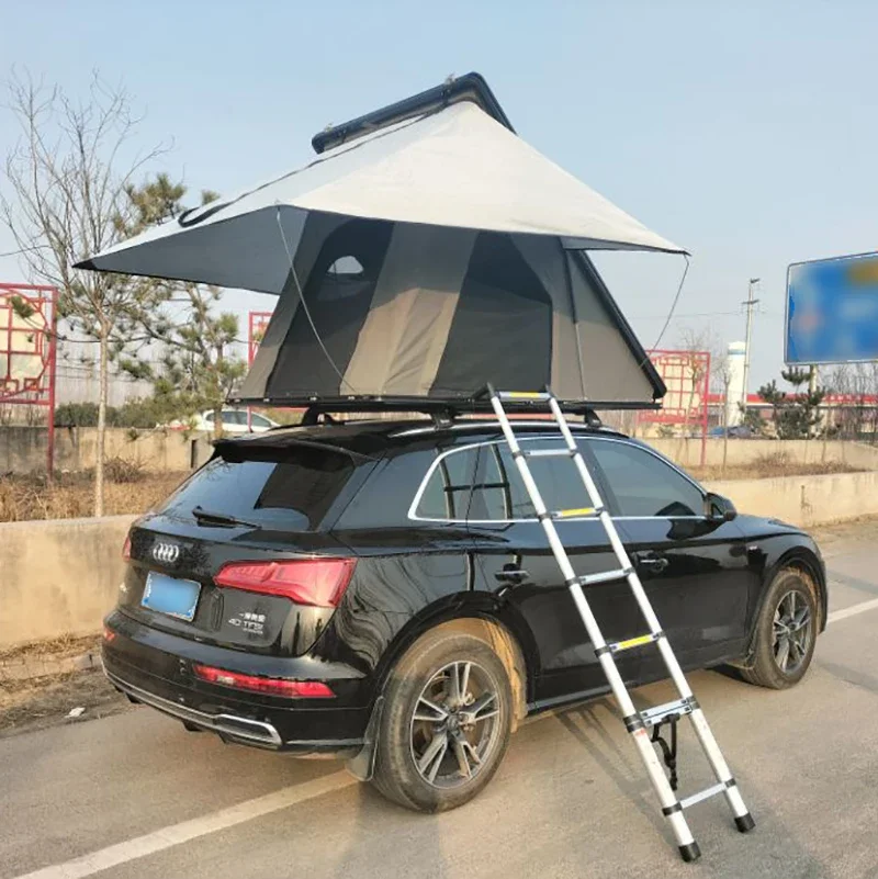 Hot sale Luxury Aluminum Triangle Clamshell 1-2 Person SUV Box Rooftop Wild Land Hard Shell Camping Car Roof Top Tent