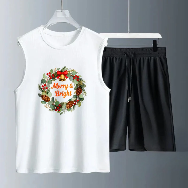 الرجال تانك الأعلى مجموعات جديد الرجال مجموعات ملابس للرجال مجموعة الرجال الثريات Summe البوليستر موضة قصيرة الأكمام + السراويل تنفس