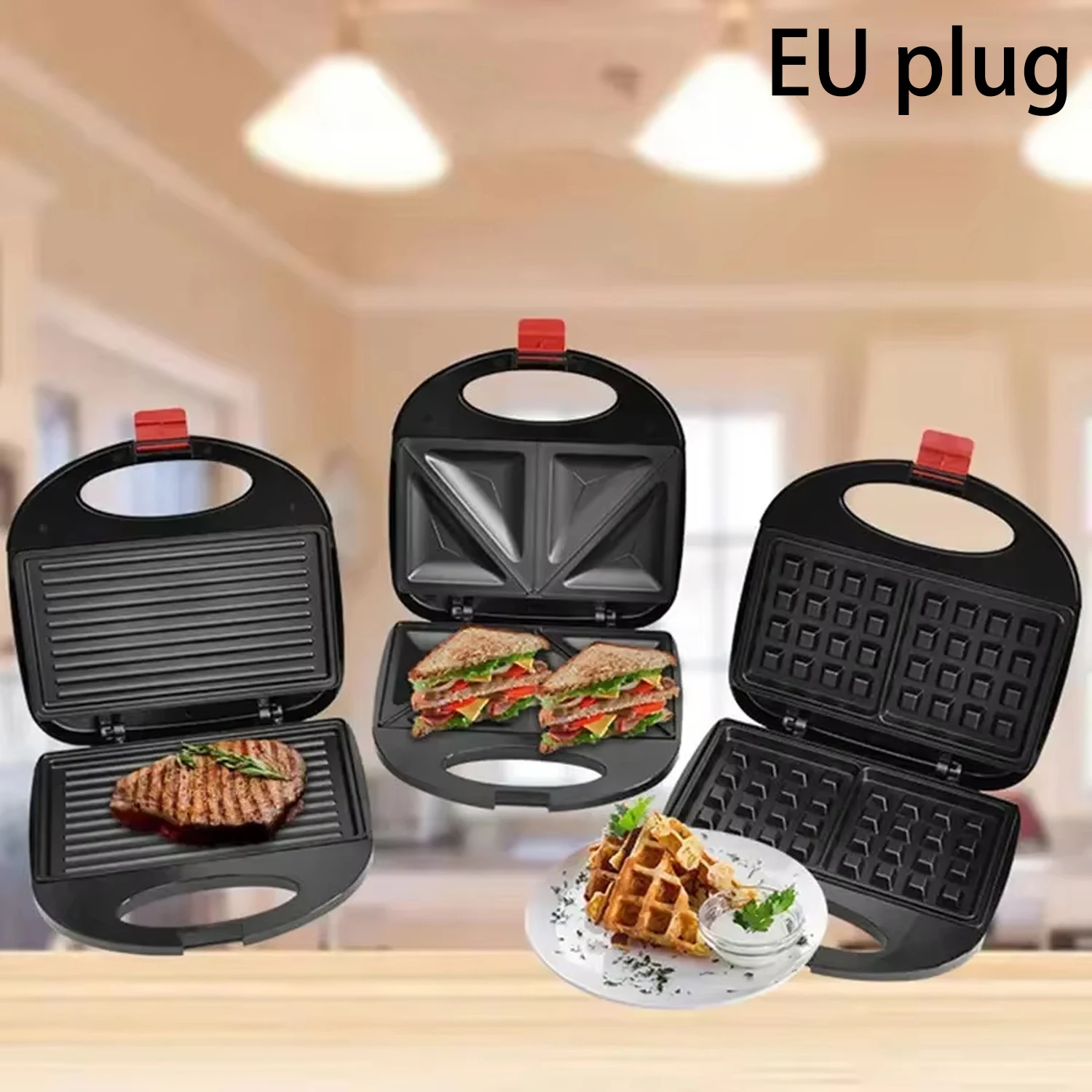 

EU plug Nonstick Electric Waffle Maker Cooking Kitchen Appliances Iron Pan Breakfast Waffles Machine Sandwich Maker Press