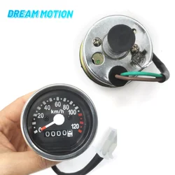 Black Universal Motorcycle Cafe Racer Speedometer Odometer Gauge 0-120 Km/h Instrument with LED Indicator