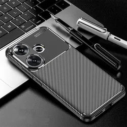 For Xiaomi Poco F6 Case Bumper Anti-knock Soft TPU Silicone Carbon Fiber Back Case For Poco F6 M6 X6 Pro Cover For Poco F6 Case