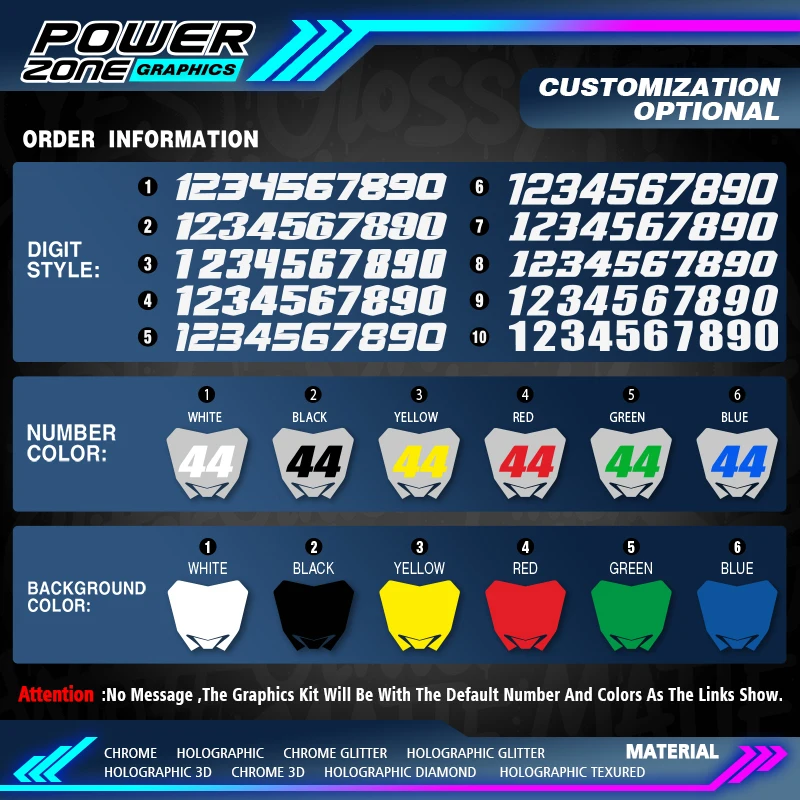 PowerZone Chrome GLITTER For KTM EXC 2020-2023 For KTM SXF 2019-2022 125 200 250 300 350 450cc Motorcycle Graphics Stickers