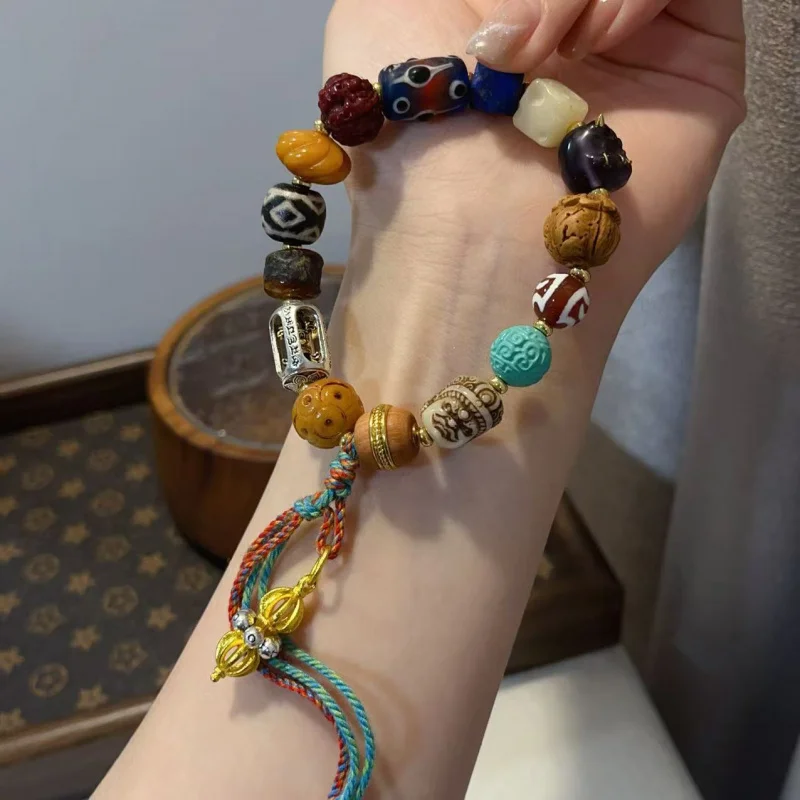 

Tian Zhu Multi-Treasure браслет с одним кругом Бодхи персиковое дерево сандал Ваджра Туо кость большое черное небо композиция