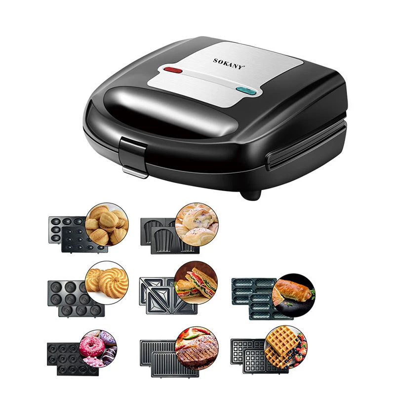 Sokany Popular 8 In 1 Multiple Plates Toaster Slice Production Line Waffle Press Portable Sandwich Maker