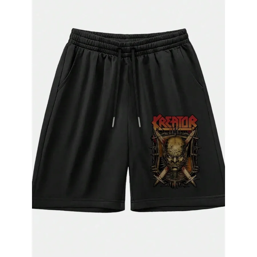 

Шорты KREATOR Rock Band Demon Skull Skeleton с графическим принтом, мужские повседневные летние шорты для фитнеса и спорта на открытом воздухе с карманами