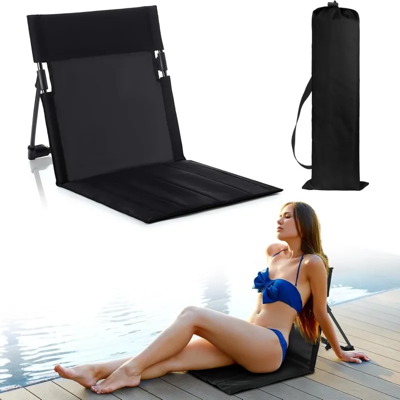 outdoor foldable poolside beach chairs with storage bags, portable beach chairs with foldable pool seats