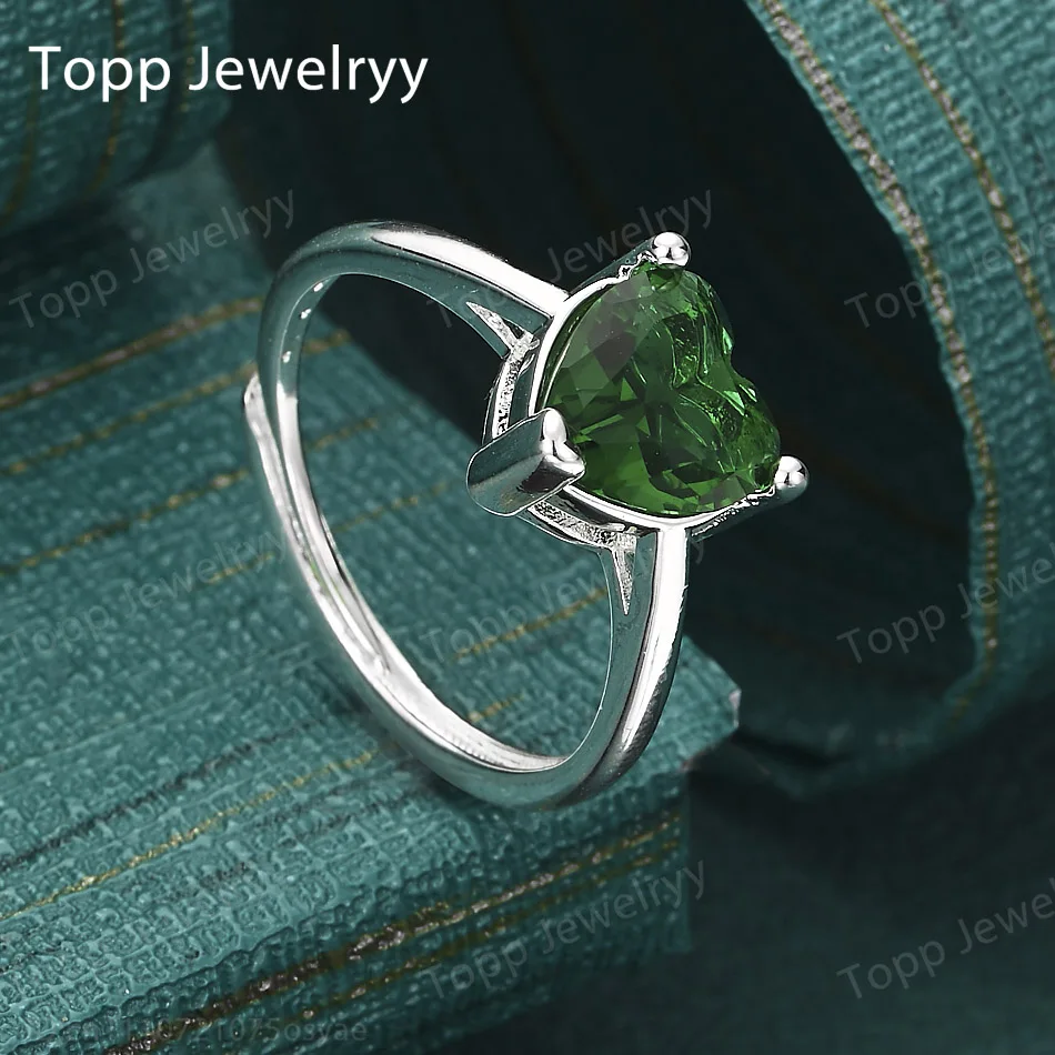 

Charming 925 Sterling Silver Open Heart-Shaped Colored Zircon Ring for Women, Fashionable Party Wedding Gift Accessories