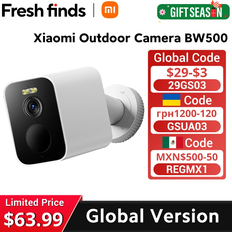 【Fresh finds】Global Version Xiaomi Outdoor Camera BW500 2.5K Resolution 10000mAh Super-large Battery 8GB Onboard Storage IP 67