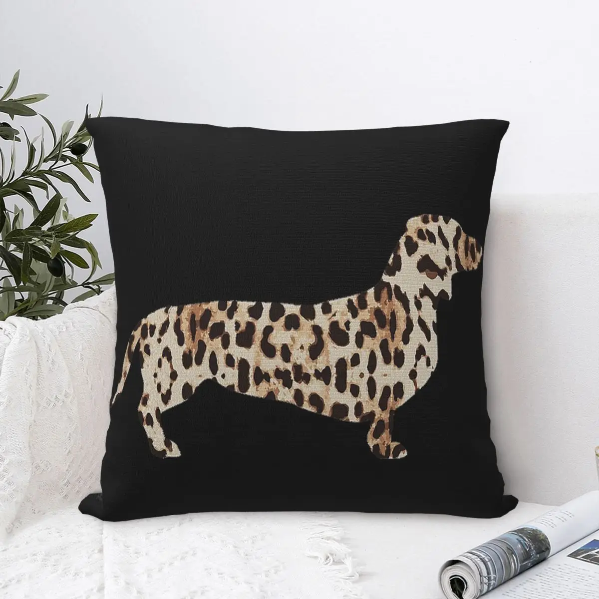 Dachshund Dog Leopard Pattern Pillow Cases Wiener Sausage Doxie Cushion Covers Customized Decor Pillowcase for Living Room