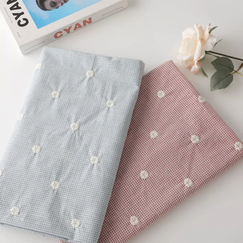 

Polyester-cotton Embroidery Fabric Checkered DIY Shirts Dresses Summer Pajamas Bedsheets Bedcovers Pillowcases Accessories