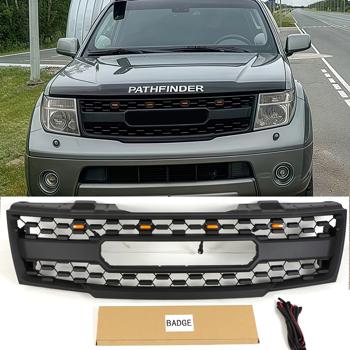 

Front Grille W/light Fits For Nissan Frontier 2005 2006 2007 2008 Black Grill