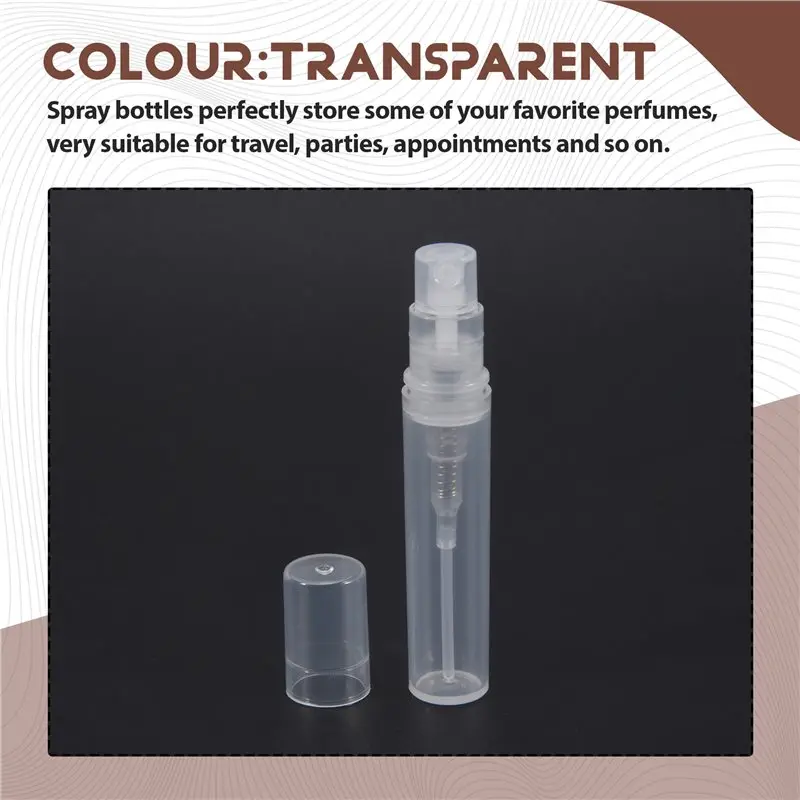 50 Pcs Disposable Perfume Atomizer, Clear Plastic Spray Bottle Portable Fragrance Spray Bottle - 3Ml
