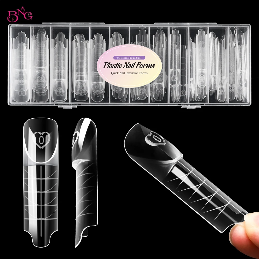

BNG 75Pcs Space Nail Dual Forms Acrylic Smart French Line Nail Forms Full Cover Nail Extension Molds for Manicure 15 Sizes