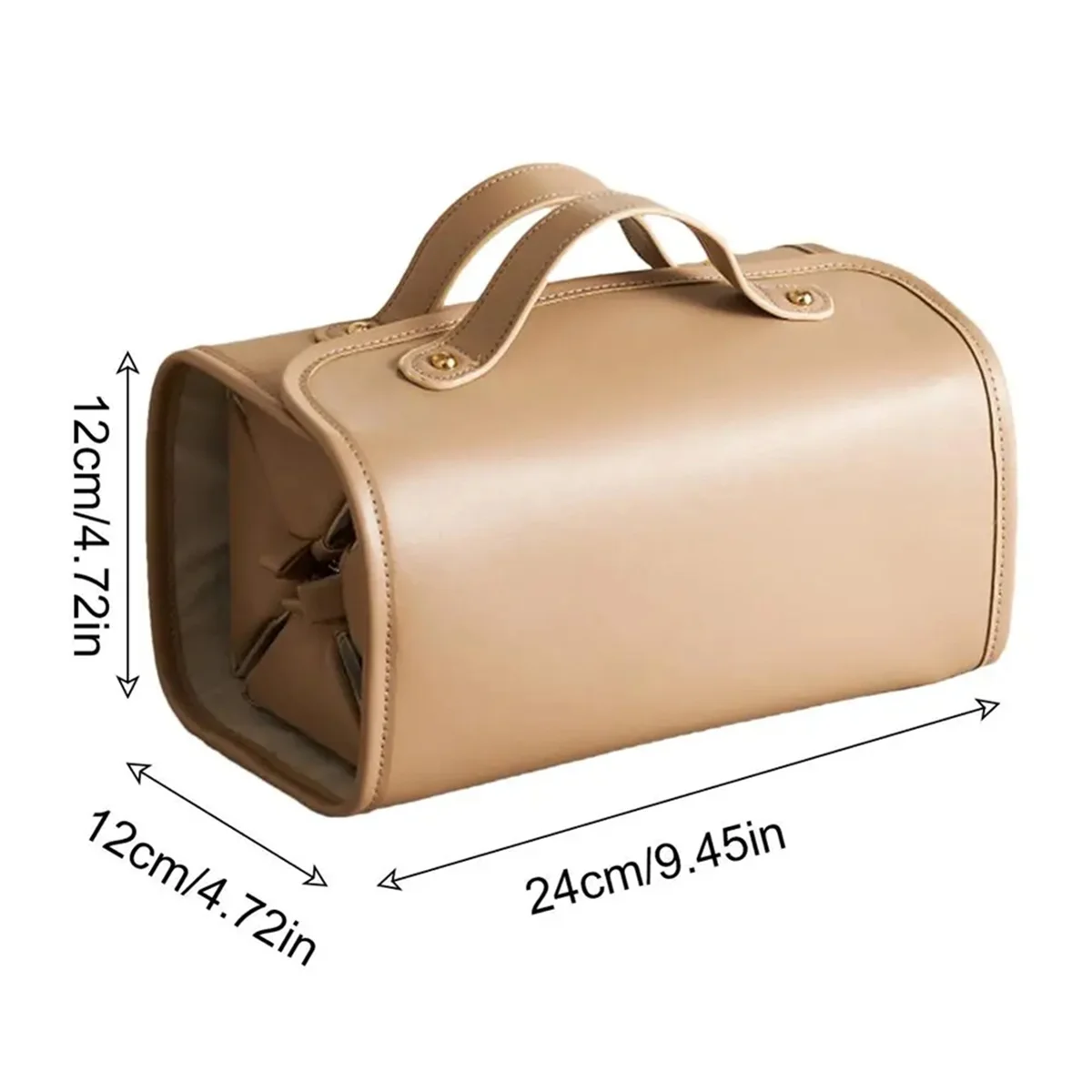 AT42 Bolsa organizadora de maquiagem para viagem de grande capacidade com design dobrável Bolsa de higiene pessoal e maquiagem à prova d'água branco cremoso