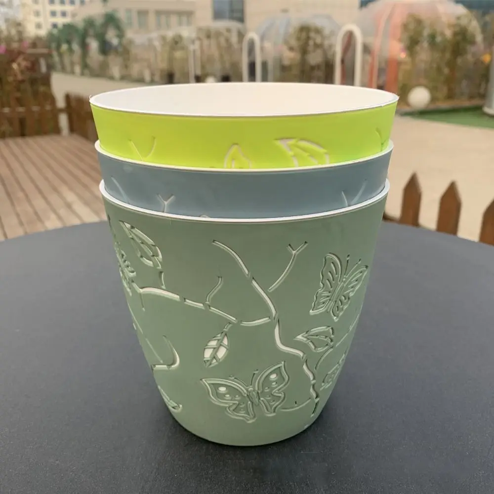 3D Cartoon Butterfly Relief Flowerpot Colored Plastic Succulent Flower Pot Self-suction Plant Planter Home Decoration
