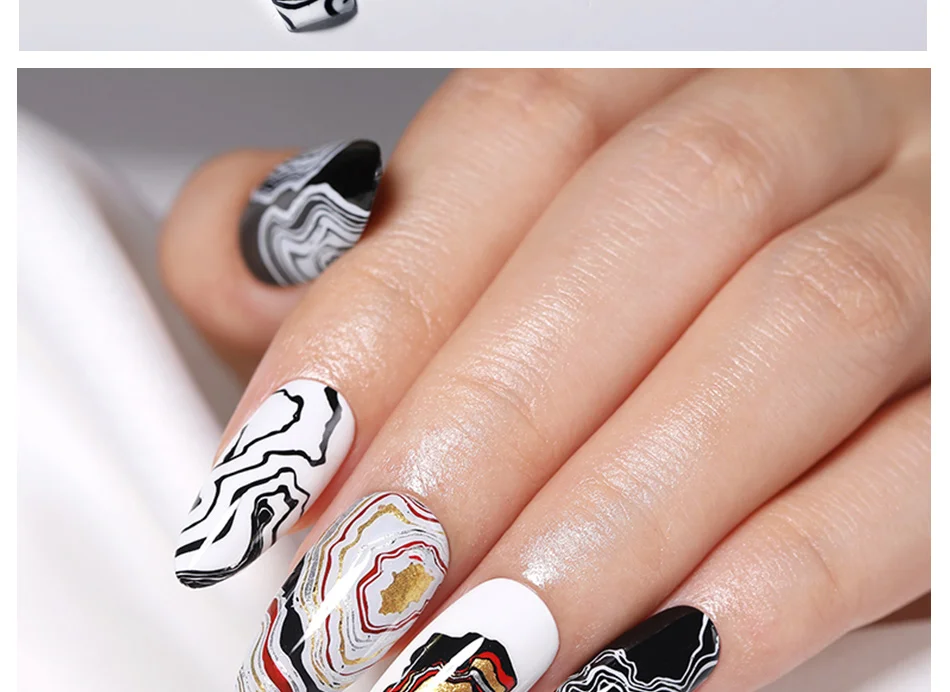BORN PRETTY 10 m Stempel-Nagellack, Weiß, Schwarz, Gold, Rot, bunt, Nagelkunst-Drucklack, DIY für Nagelplatten-Design-Lack – Detail 7