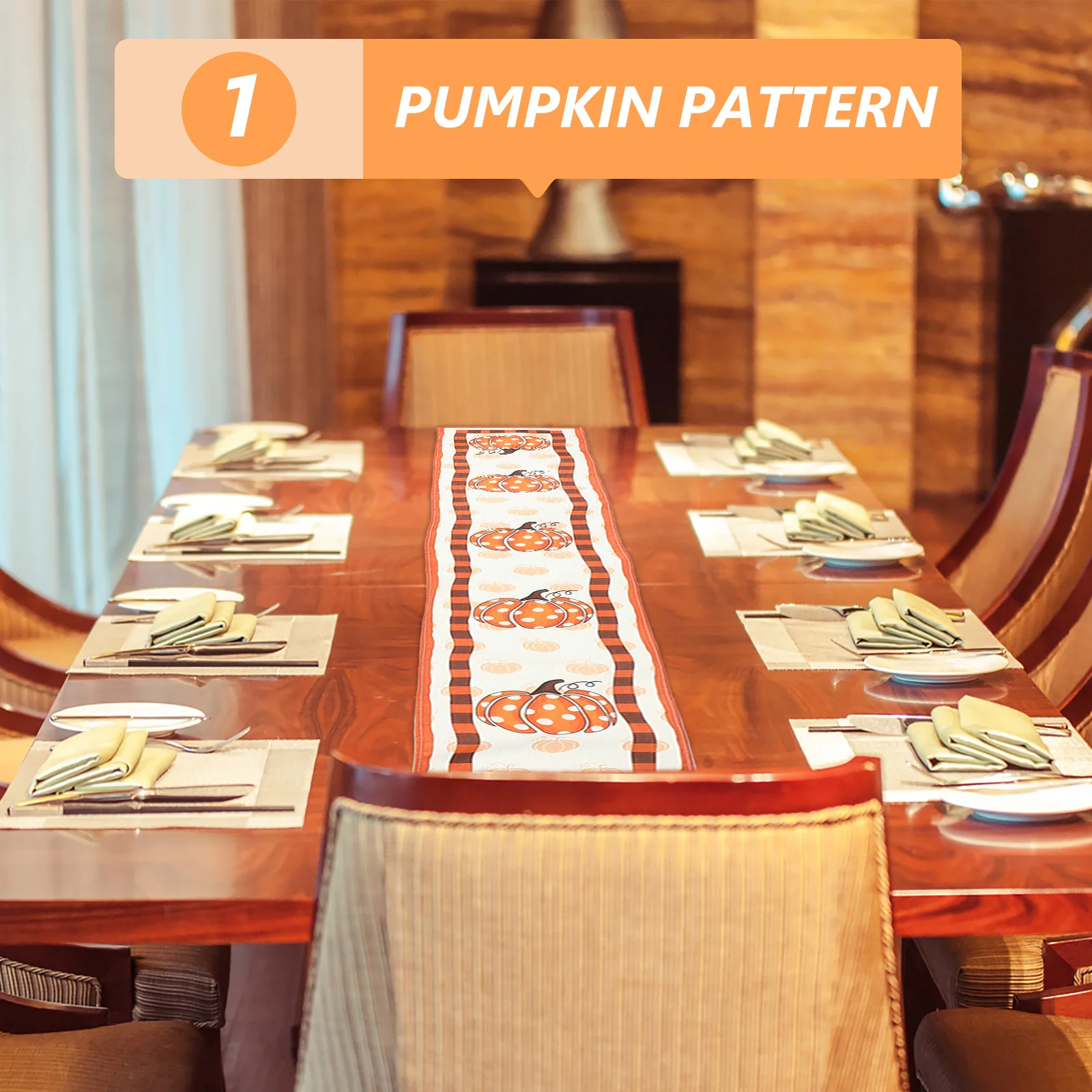 

Pumpkin Fall Table Runner Linen Pumpkin Print Vintage Thanksgiving Kitchen Dining Table Seasonal Party Decoration Indoor Outdoor