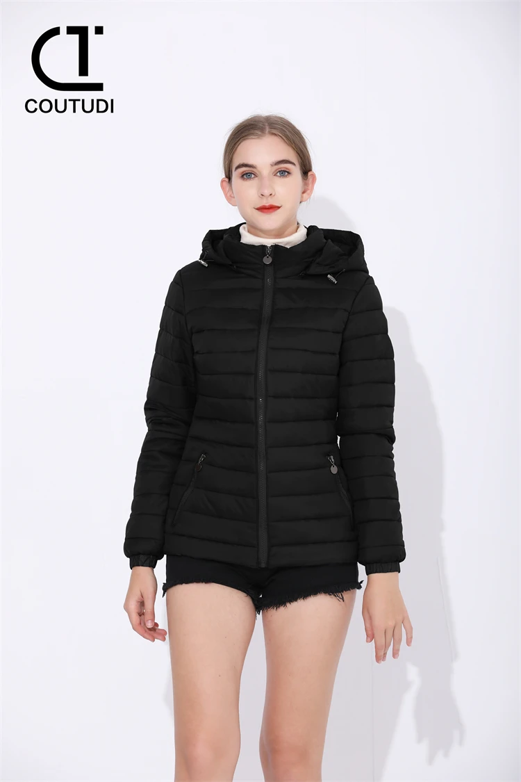 COUTUDI Long Sleeve Puffer Jackets for Women, Ultralight Down, Cotton Jacket, Warm Coat, Female Parkas, Fashion, Autumn Winter