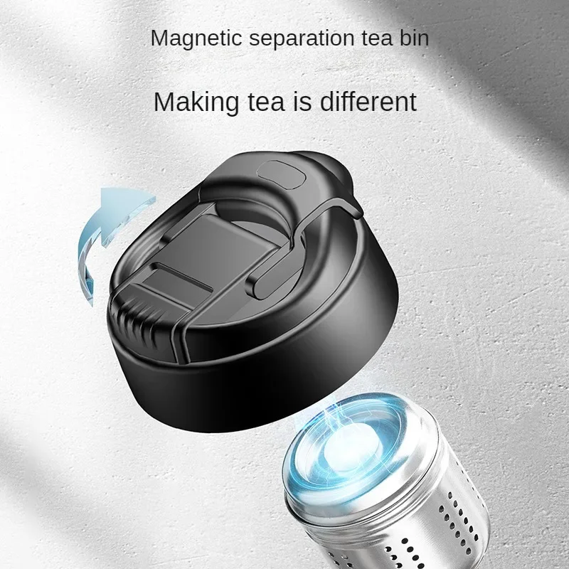 Creative Tea Glass with Magnetic Tea Filter Magnet Separable Teas Infuser Glass Water Bottle for Travel Car Business Tea Maker