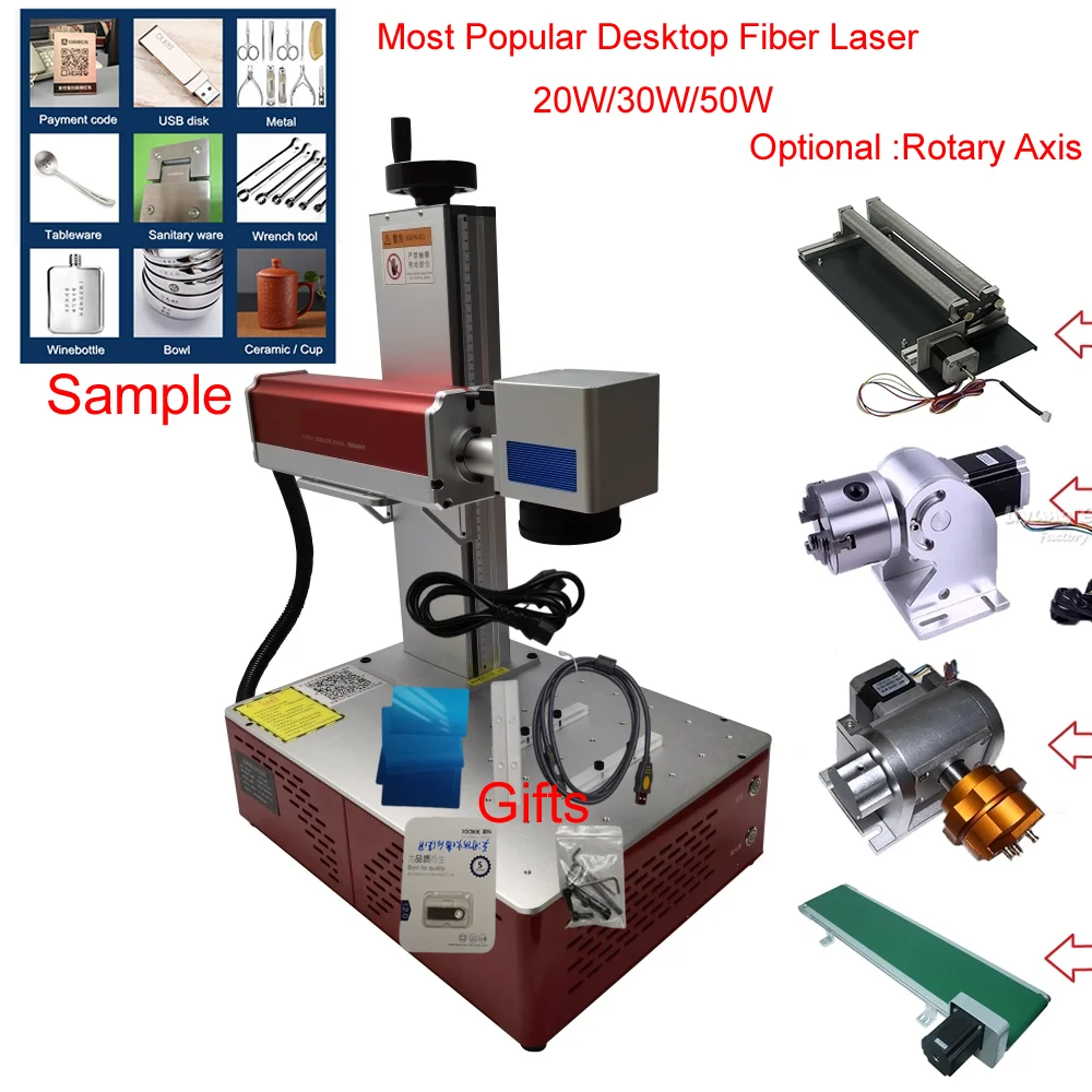 20W 30W 50W Fiber Laser Metal Marking Machine Raycus Max Brand Engraving Machine for Aluminum Gold, Silver and Copper Engraving