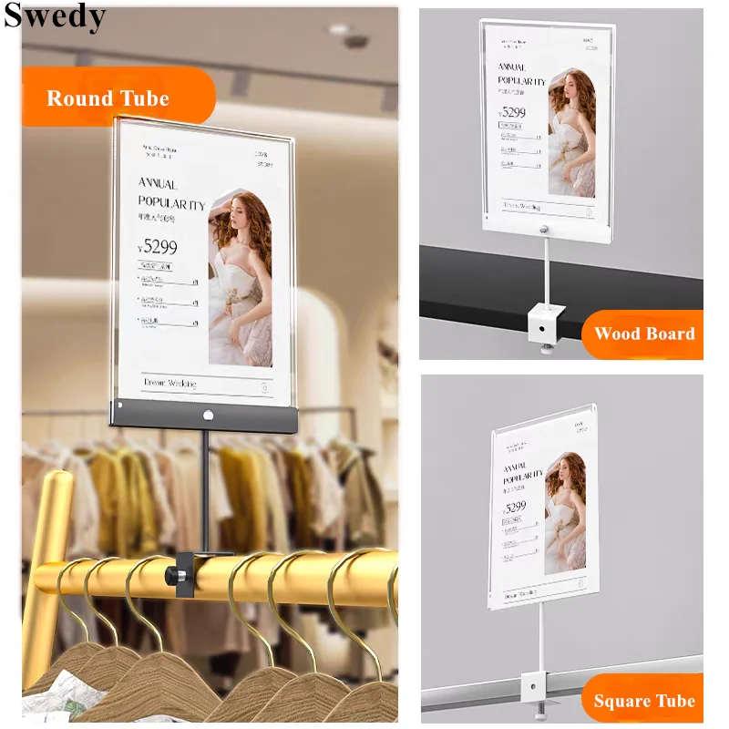 2 Pieces A4 210x297mm Acrylic Sign Holder Display Stand POP Clip Commodity Promtion Price Label Poster Price Listing Frame