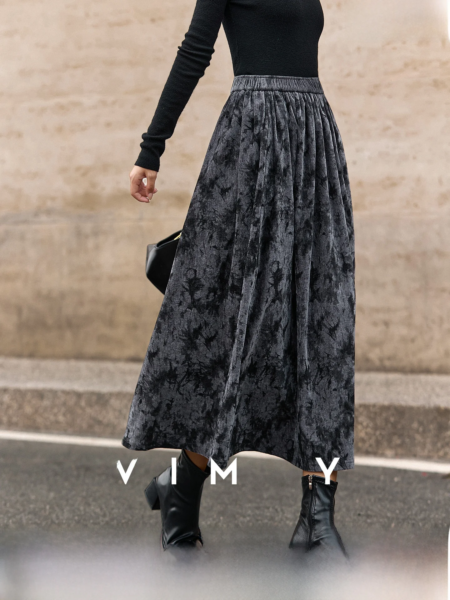 

Юбка миди А-силуэта с принтом, женская, осенне-зимняя, универсальная, с эластичной талией, длинная, повседневная, из полиэфирного трикотажа, цвета омбре