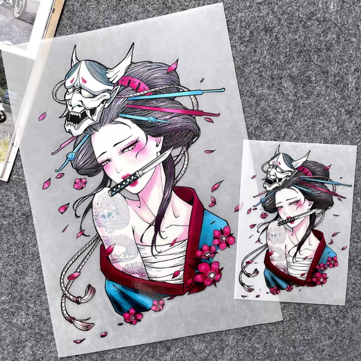 Japanese Geisha Glamour personalized Motorcycle Bike and car Body Window Rear Windshield computer Decal Accessories Stickers